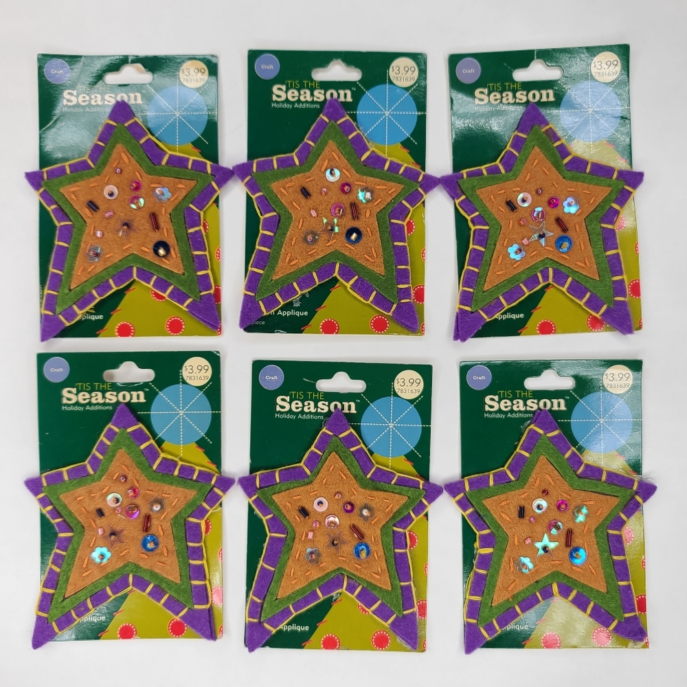 'Tis The Season Holiday Additions Star Iron-On Applique Set of 6 Star Iron-On